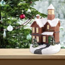 Resin Christmas LED Light Scene Snow House Small Village House Xmas Ornament Glow Decoration New Year Gift 2023
