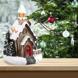 Resin Christmas LED Light Scene Snow House Small Village House Xmas Ornament Glow Decoration New Year Gift 2023