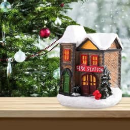 Resin Christmas LED Light Scene Snow House Small Village House Xmas Ornament Glow Decoration New Year Gift 2023