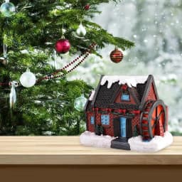Resin Christmas LED Light Scene Snow House Small Village House Xmas Ornament Glow Decoration New Year Gift 2023