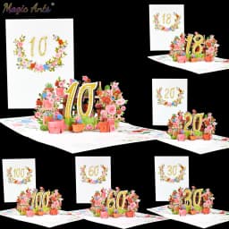 Number 1 - 100 Birthday Pop-up Card, Figure 3D Greeting Cards for Anniversary Wedding