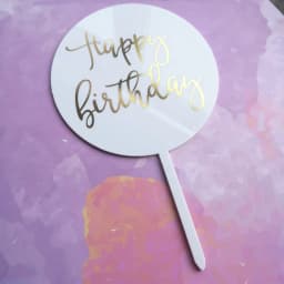 Ins Acrylic Happy Birthday Cake Toppers Color Round Gold Black Birthday Cupcake Toppers for Baby Shower Party Dessert Decoration
