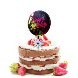 Ins Acrylic Happy Birthday Cake Toppers Color Round Gold Black Birthday Cupcake Toppers for Baby Shower Party Dessert Decoration