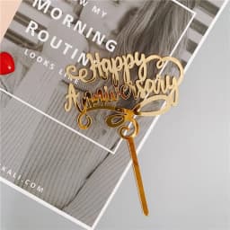 New Acrylic Happy Birthday Cake Topper Gold Valentine's Day Wedding Party Cupcake Topper Decoration Wedding Gift Baking Supplies