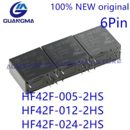50PCS 100% Original New Relay HF42F-005-2HS HF42F-012-2HS HF42F-024-2HS 5A 250VAC 6Pin DC5V 12V 24V Power relay HF42F