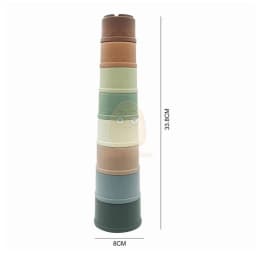 8PCS Baby Stacking Cup Toy Science Education Intelligence Stacked Tower Ring Bathtub Set Early Educational Toys For Infant Gift