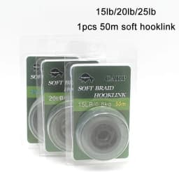 1pcs Carp Fishing Line 50m 15lb/20lb/25lb Camo Green 6 Strand Tightly Soft Hooklink  For Carp Fishing End Tackle Accessories