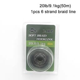 1pcs Carp Fishing Line 50m 15lb/20lb/25lb Camo Green 6 Strand Tightly Soft Hooklink  For Carp Fishing End Tackle Accessories