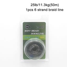 1pcs Carp Fishing Line 50m 15lb/20lb/25lb Camo Green 6 Strand Tightly Soft Hooklink  For Carp Fishing End Tackle Accessories