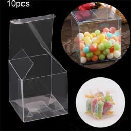 1/10/50Pcs Transparent Plastic Square Candy Boxes Gift Bags Cookie Pouch Wedding Favors Festive Party Supplies
