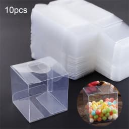 1/10/50Pcs Transparent Plastic Square Candy Boxes Gift Bags Cookie Pouch Wedding Favors Festive Party Supplies