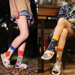 New Asymmetric Couple AB Mandarin Duck Fashion Cartoon Cute Funny Sports Colorful Mid tube Cotton Socks