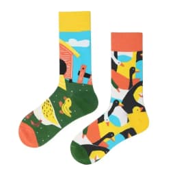 New Asymmetric Couple AB Mandarin Duck Fashion Cartoon Cute Funny Sports Colorful Mid tube Cotton Socks