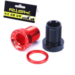 RISK 2pcs M15*19mm MTB BIke Splined Bottom Bracket Bolts Aluminum Alloy Waterproof Dust-proof Cover Bottom Bracket Crank Screws