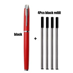 1+4Pcs Office School Ball Point Pen Metal Pen Luxury Metal Gel Pens & Refills Set Gift 0.5mm Blue Black Rollerball Pen