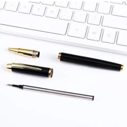1+4Pcs Office School Ball Point Pen Metal Pen Luxury Metal Gel Pens & Refills Set Gift 0.5mm Blue Black Rollerball Pen