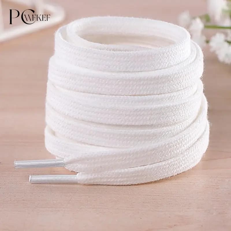 1 Pair White Black Solid Color 100-160cm Cotton Thick Flat Shoelaces Wide Sports Casual Shoe Lace For Sneakers