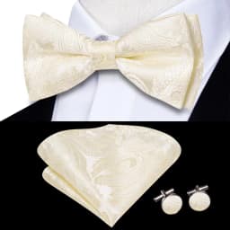 Hi-Tie Brand Silk Mens Bowtie Hanky Cufflinks Set Black Red Blue Gold Green White Pre-tied Butterfly Knot Bow Tie Wedding Work