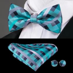 Hi-Tie Brand Silk Mens Bowtie Hanky Cufflinks Set Black Red Blue Gold Green White Pre-tied Butterfly Knot Bow Tie Wedding Work
