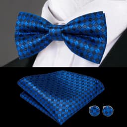 Hi-Tie Brand Silk Mens Bowtie Hanky Cufflinks Set Black Red Blue Gold Green White Pre-tied Butterfly Knot Bow Tie Wedding Work