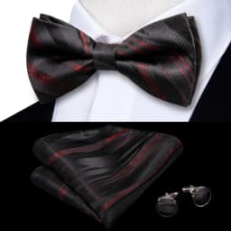 Hi-Tie Brand Silk Mens Bowtie Hanky Cufflinks Set Black Red Blue Gold Green White Pre-tied Butterfly Knot Bow Tie Wedding Work