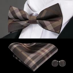 Hi-Tie Brand Silk Mens Bowtie Hanky Cufflinks Set Black Red Blue Gold Green White Pre-tied Butterfly Knot Bow Tie Wedding Work