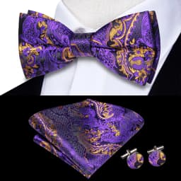 Hi-Tie Brand Silk Mens Bowtie Hanky Cufflinks Set Black Red Blue Gold Green White Pre-tied Butterfly Knot Bow Tie Wedding Work