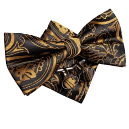 Hi-Tie Brand Silk Mens Bowtie Hanky Cufflinks Set Black Red Blue Gold Green White Pre-tied Butterfly Knot Bow Tie Wedding Work