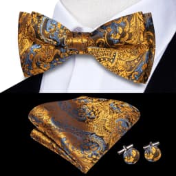 Hi-Tie Brand Silk Mens Bowtie Hanky Cufflinks Set Black Red Blue Gold Green White Pre-tied Butterfly Knot Bow Tie Wedding Work
