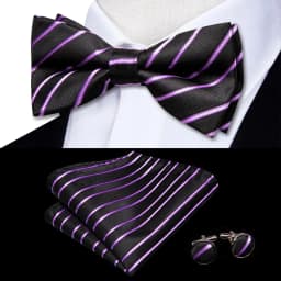 Hi-Tie Brand Silk Mens Bowtie Hanky Cufflinks Set Black Red Blue Gold Green White Pre-tied Butterfly Knot Bow Tie Wedding Work