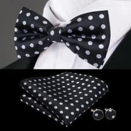 Hi-Tie Brand Silk Mens Bowtie Hanky Cufflinks Set Black Red Blue Gold Green White Pre-tied Butterfly Knot Bow Tie Wedding Work