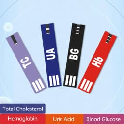 4 In1 Multi-Function Cholesterol Meter Uric Acid&Hemoglobin Blood Glucose Test Strips Kit for Diabetes Gout Device with Lancets