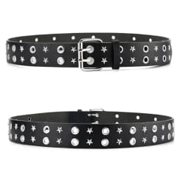 Pentagonal Star Rivet Women's Belt Double Row Needle Buckle Fashion Men's Belt Leather Belt Hip Hop Punk Rock Style Jeans Belt