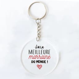 Best Godmother In World Print Keychain Circle Monogram Acrylic Keyring Fashion Key Chain Festive Birthday Gifts for Marraine