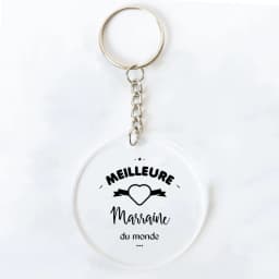 Best Godmother In World Print Keychain Circle Monogram Acrylic Keyring Fashion Key Chain Festive Birthday Gifts for Marraine