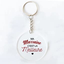 Best Godmother In World Print Keychain Circle Monogram Acrylic Keyring Fashion Key Chain Festive Birthday Gifts for Marraine