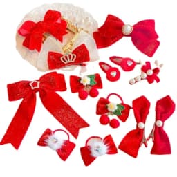 Red Golden Velvet Bow Hair Ornament Baby Hair Circles Pins Christmas New Year Korean Accessories Hair Clips for Women Girls 1pcs