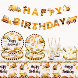Construction Party Disposable Tableware Birthday Decoration Boy Baby Shower Excavator Truck Tractor Construction Birthday Decor
