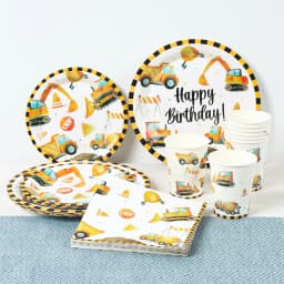 Construction Party Disposable Tableware Birthday Decoration Boy Baby Shower Excavator Truck Tractor Construction Birthday Decor