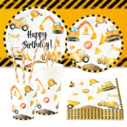 Construction Party Disposable Tableware Birthday Decoration Boy Baby Shower Excavator Truck Tractor Construction Birthday Decor