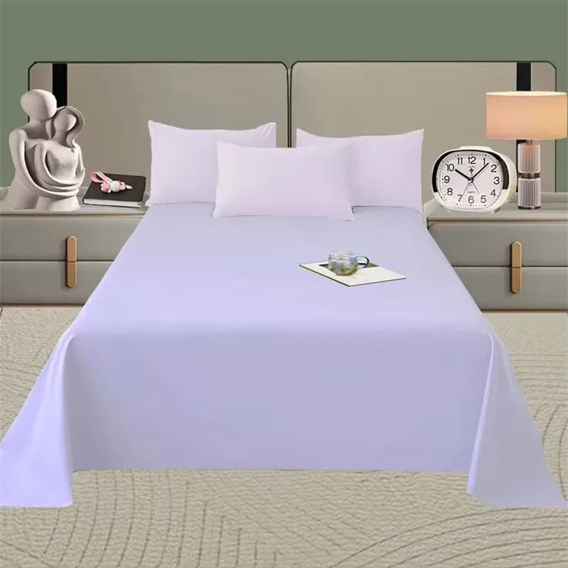 Spring Summer Autumn 1Pc 100% Polyester Flat Sheet Solid Color High Quality Bed Sheet Large Size 250X270cm Customizable