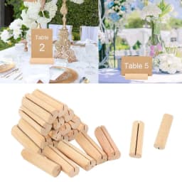 10pcs Natural Wooden Place Card Holders Stand Card Photo Clip Holder Rustic Wedding Decorations Party Table Number Name Sign