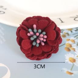 10PCS/Lot Red Series Rose Camellia Chiffon Fabric Flower For Wedding Invitation Artificial Flowers For Dress Decoration