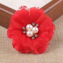 10PCS/Lot Red Series Rose Camellia Chiffon Fabric Flower For Wedding Invitation Artificial Flowers For Dress Decoration