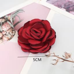 10PCS/Lot Red Series Rose Camellia Chiffon Fabric Flower For Wedding Invitation Artificial Flowers For Dress Decoration