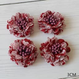 10PCS/Lot Red Series Rose Camellia Chiffon Fabric Flower For Wedding Invitation Artificial Flowers For Dress Decoration