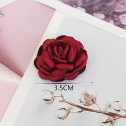 10PCS/Lot Red Series Rose Camellia Chiffon Fabric Flower For Wedding Invitation Artificial Flowers For Dress Decoration