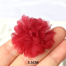 10PCS/Lot Red Series Rose Camellia Chiffon Fabric Flower For Wedding Invitation Artificial Flowers For Dress Decoration