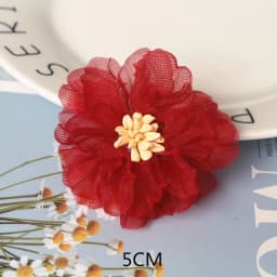 10PCS/Lot Red Series Rose Camellia Chiffon Fabric Flower For Wedding Invitation Artificial Flowers For Dress Decoration