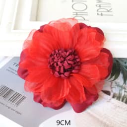 10PCS/Lot Red Series Rose Camellia Chiffon Fabric Flower For Wedding Invitation Artificial Flowers For Dress Decoration